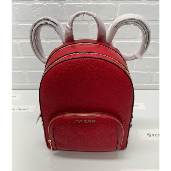 Michael Kors backpack jaycee medium pebbled leather bag bright red